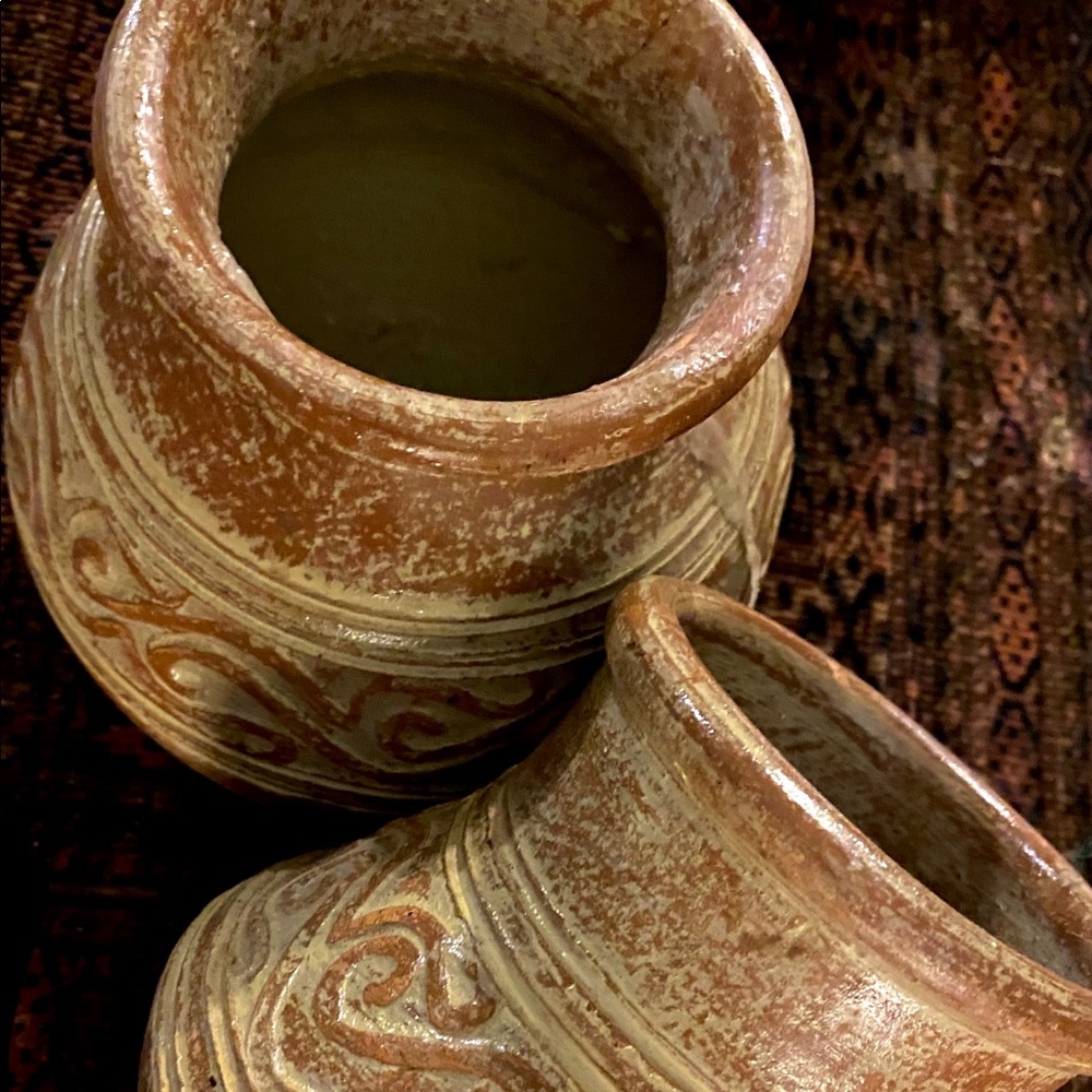 Pair of clay decorative pots